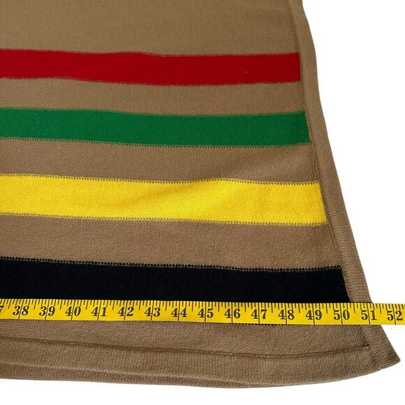 NWT Lauren Ralph Lauren Striped Wool Blend Poncho Camel S/M - Picture 5 of 7